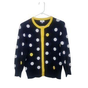 Women's Crown & Ivy Polka Dot Cardigan Sweater Sz Medium